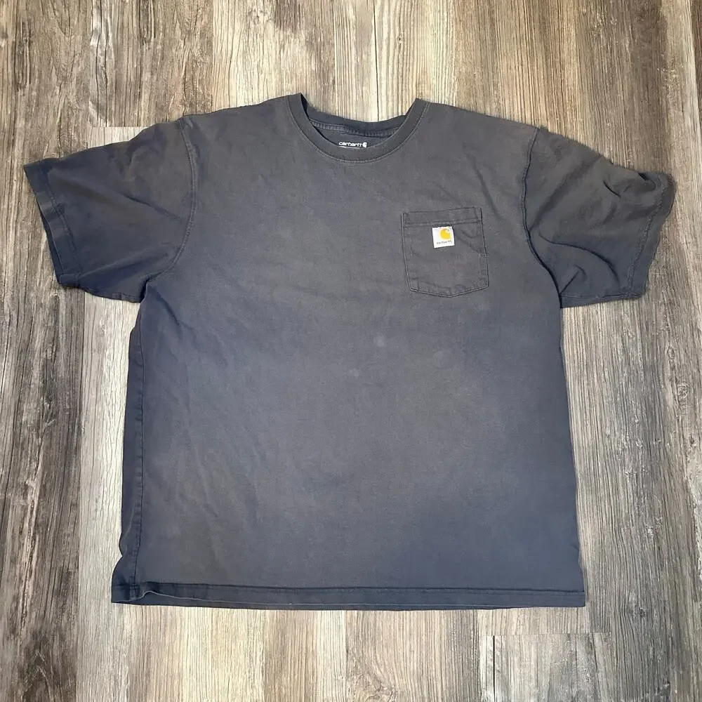 Carhartt Men's 2XL Short Sleeve Loose Fit T Shirt Gray Pocket Work Shirt - Picture 1 of 7